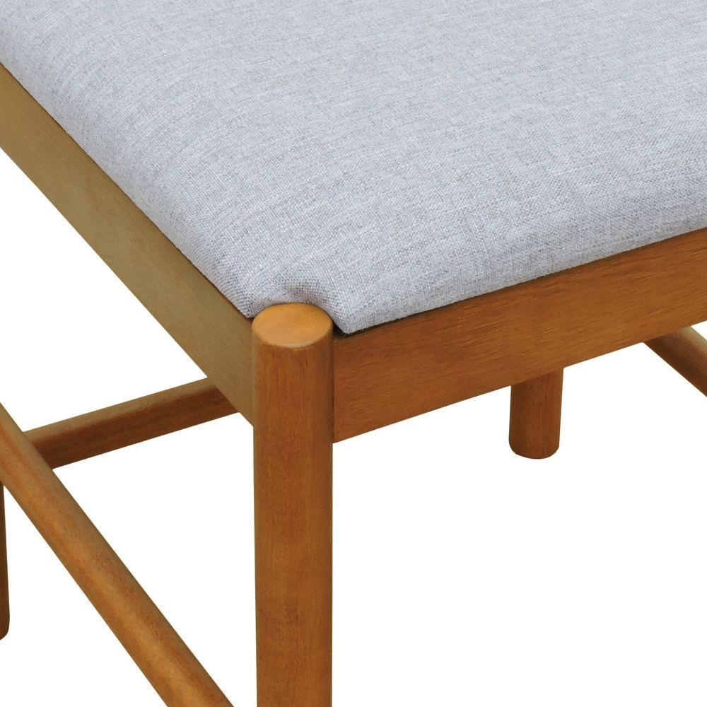 Kit 2 Cadeiras Amber Madeira Maciça - Amêndoa Assento Estofado Linho Cinza Mescla Impermeável - 3