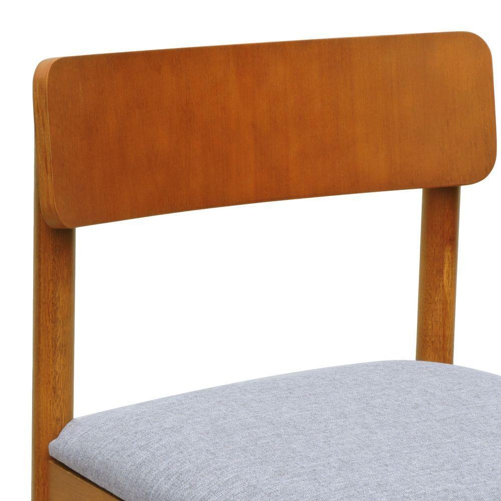 Kit 2 Cadeiras Amber Madeira Maciça - Amêndoa Assento Estofado Linho Cinza Mescla Impermeável - 5