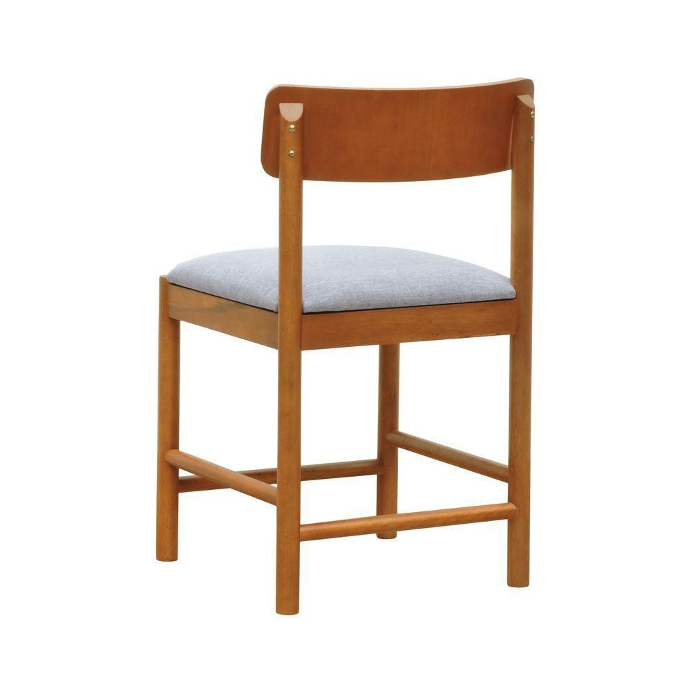 Kit 2 Cadeiras Amber Madeira Maciça - Amêndoa Assento Estofado Linho Cinza Mescla Impermeável - 6