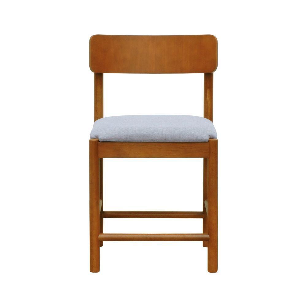 Kit 2 Cadeiras Amber Madeira Maciça - Amêndoa Assento Estofado Linho Cinza Mescla Impermeável - 7