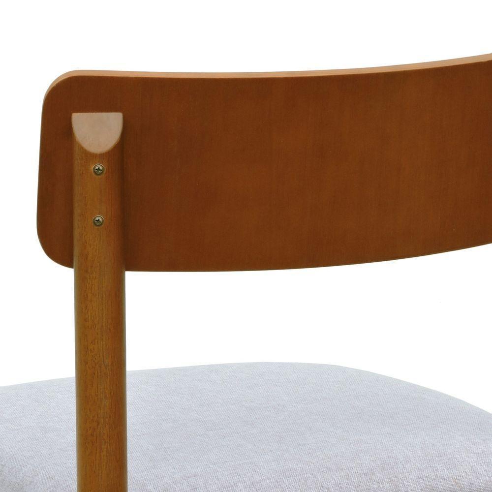 Kit 2 Cadeiras Amber Madeira Maciça - Amêndoa Assento Estofado Linho Bege Mescla Impermeável - 2