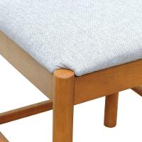 Kit 2 Cadeiras Amber Madeira Maciça - Amêndoa Assento Estofado Linho Bege Mescla Impermeável - 3