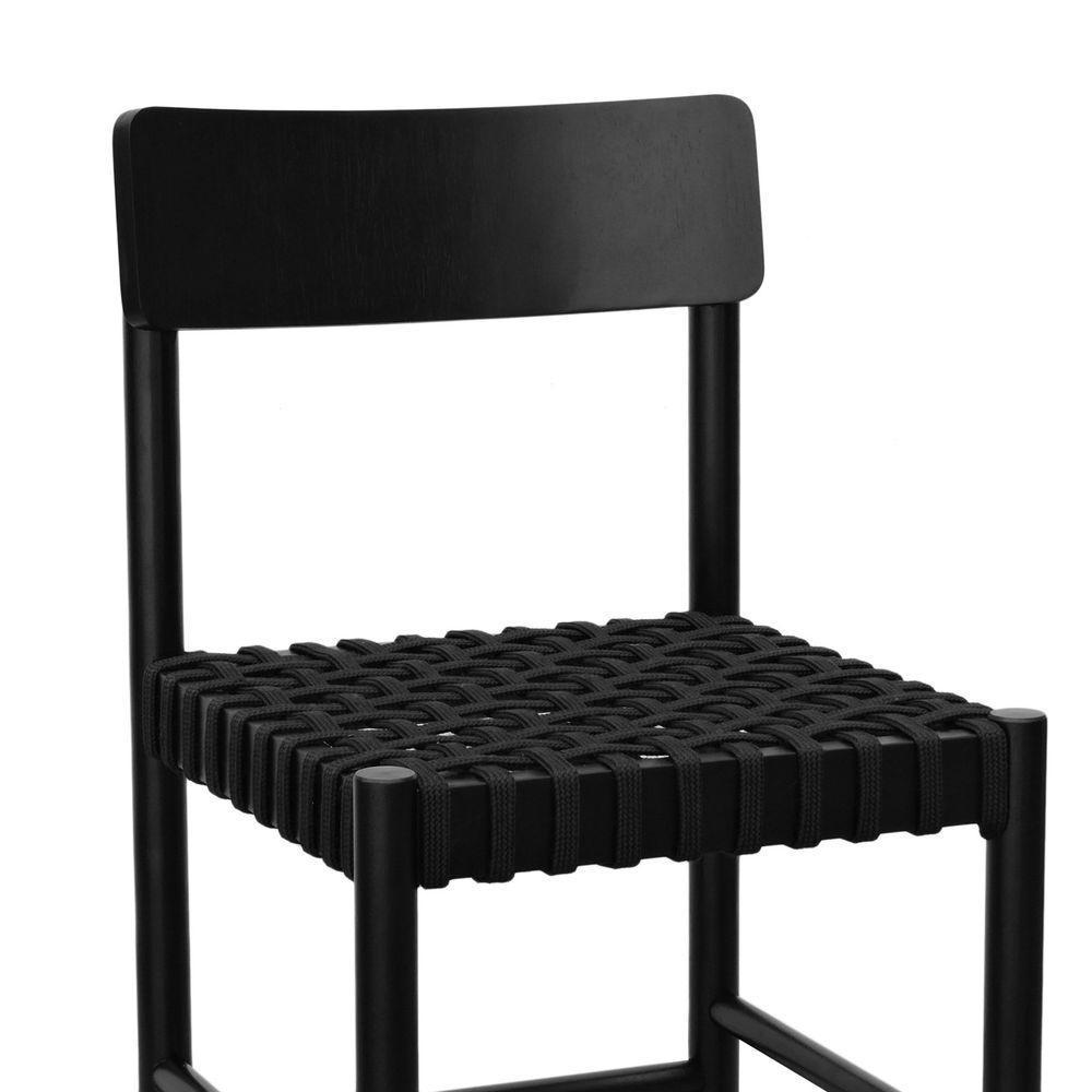 Kit 2 Cadeiras Amber Madeira Maciça - Preto Trançado Corda Na Cor Preta - 8