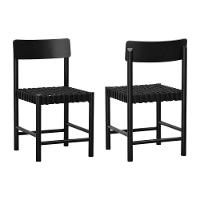 Kit 2 Cadeiras Amber Madeira Maciça - Preto Trançado Corda Na Cor Preta - 1