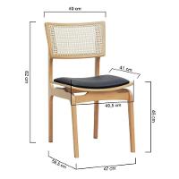 Kit 2 Cadeiras Apollo Madeira Maciça Encosto Telinha Assento Anatômico - Natural Estofado Corano Preto - 5