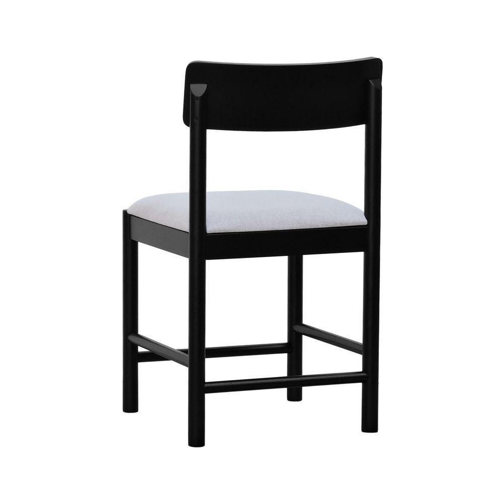 Kit 2 Cadeiras Amber Madeira Maciça - Preto Assento Estofado Linho Bege Mescla Impermeável - 2