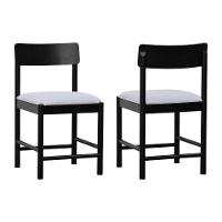 Kit 2 Cadeiras Amber Madeira Maciça - Preto Assento Estofado Linho Bege Mescla Impermeável - 1