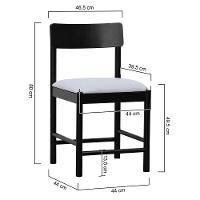 Kit 2 Cadeiras Amber Madeira Maciça - Preto Assento Estofado Linho Bege Mescla Impermeável - 8