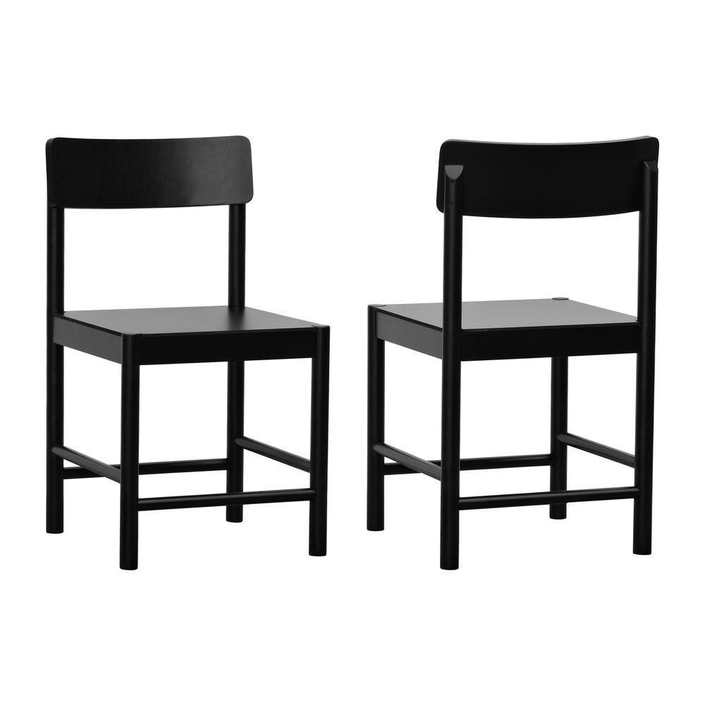 Kit 2 Cadeiras Amber Madeira Maciça - Preto Assento Mdf Bp Na Cor Preta - 1