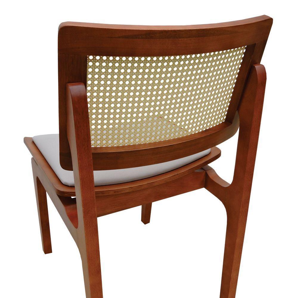 Kit 2 Cadeiras Gus Madeira Maciça Encosto Telinha Assento Anatômico - Amêndoa Estofado Linho Bege - 7