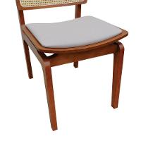 Kit 2 Cadeiras Gus Madeira Maciça Encosto Telinha Assento Anatômico - Amêndoa Estofado Linho Bege - 3