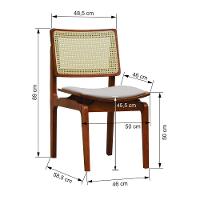 Kit 2 Cadeiras Gus Madeira Maciça Encosto Telinha Assento Anatômico - Amêndoa Estofado Linho Bege