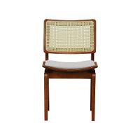 Kit 2 Cadeiras Gus Madeira Maciça Encosto Telinha Assento Anatômico - Amêndoa Estofado Linho Bege - 5