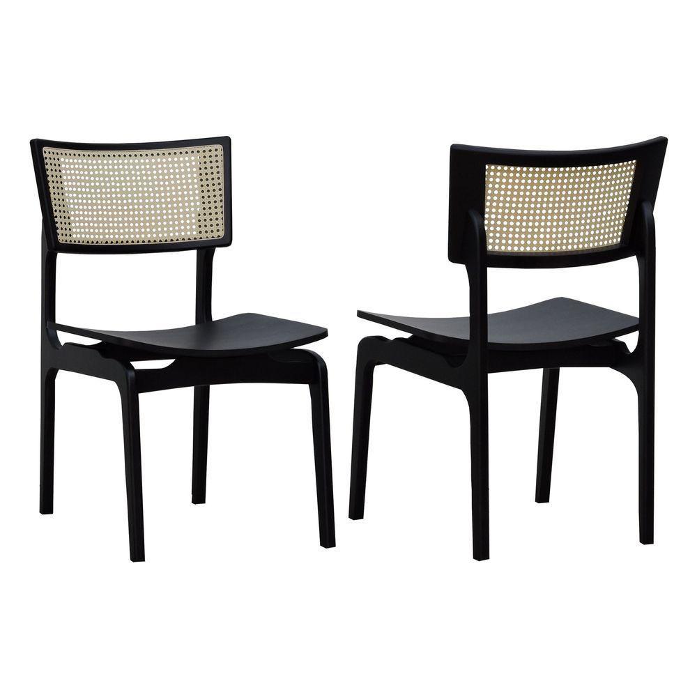 Kit 2 Cadeiras Apollo Madeira Maciça Encosto Telinha Assento Anatômico - Preto Madeira - 1