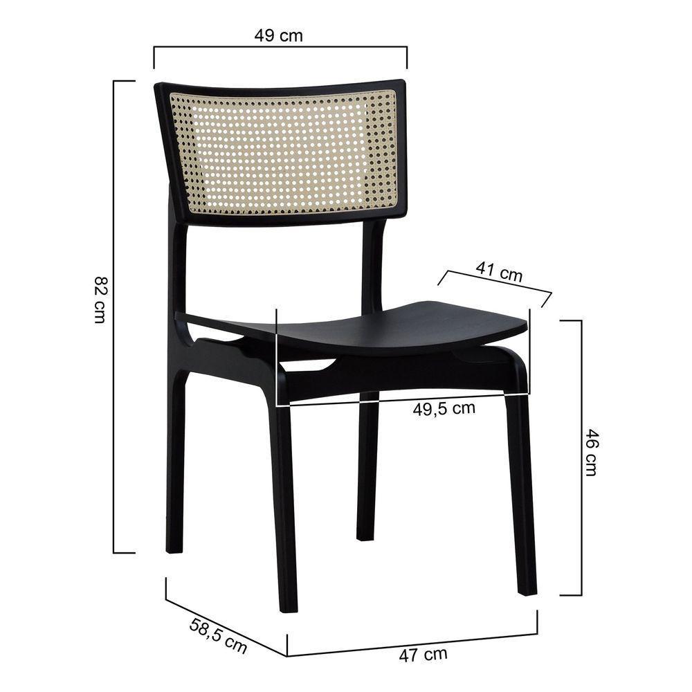 Kit 2 Cadeiras Apollo Madeira Maciça Encosto Telinha Assento Anatômico - Preto Madeira - 2