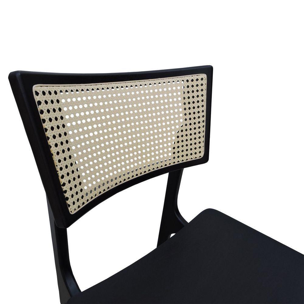 Kit 2 Cadeiras Apollo Madeira Maciça Encosto Telinha Assento Anatômico - Preto Madeira - 4