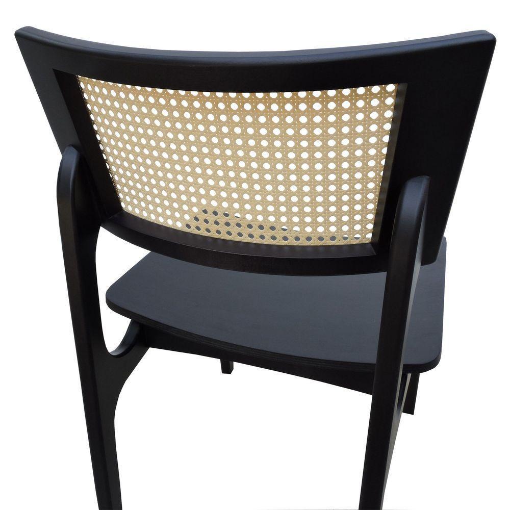 Kit 2 Cadeiras Apollo Madeira Maciça Encosto Telinha Assento Anatômico - Preto Madeira - 6