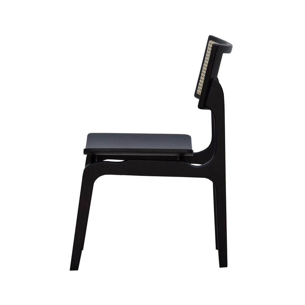 Kit 2 Cadeiras Apollo Madeira Maciça Encosto Telinha Assento Anatômico - Preto Madeira - 8