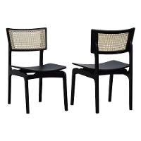 Kit 2 Cadeiras Apollo Madeira Maciça Encosto Telinha Assento Anatômico - Preto Madeira - 1