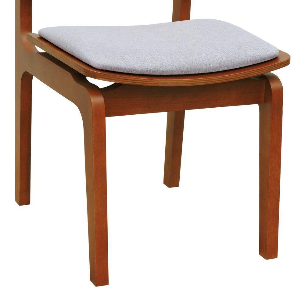 Kit 2 Cadeiras Gus Madeira Maciça Encosto Telinha Assento Anatômico - Amêndoa Estofado Linho Bege Mescla Impermeável - 3