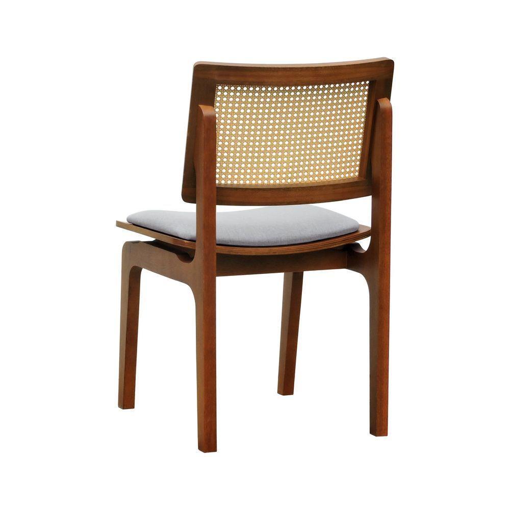 Kit 2 Cadeiras Gus Madeira Maciça Encosto Telinha Assento Anatômico - Amêndoa Estofado Linho Bege Mescla Impermeável - 5