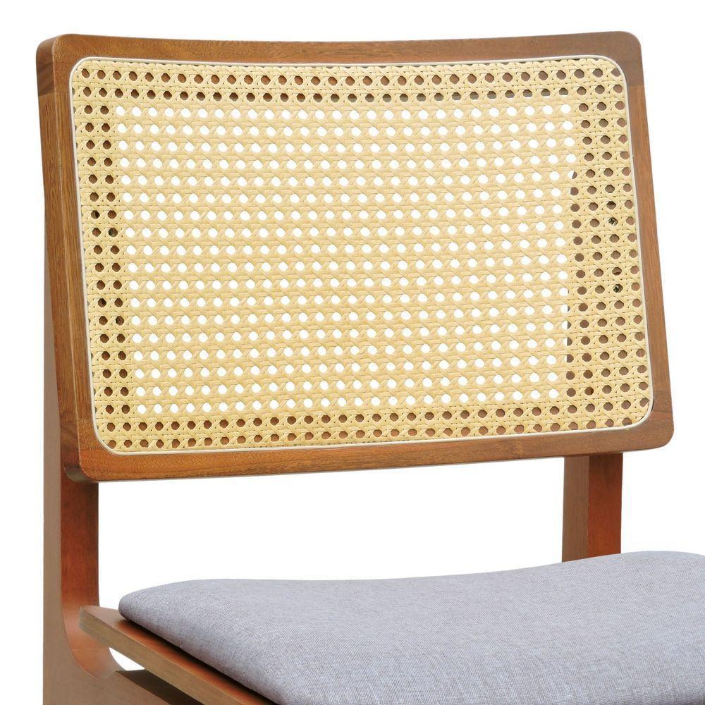 Kit 2 Cadeiras Gus Madeira Maciça Encosto Telinha Assento Anatômico - Amêndoa Estofado Linho Bege Mescla Impermeável - 7