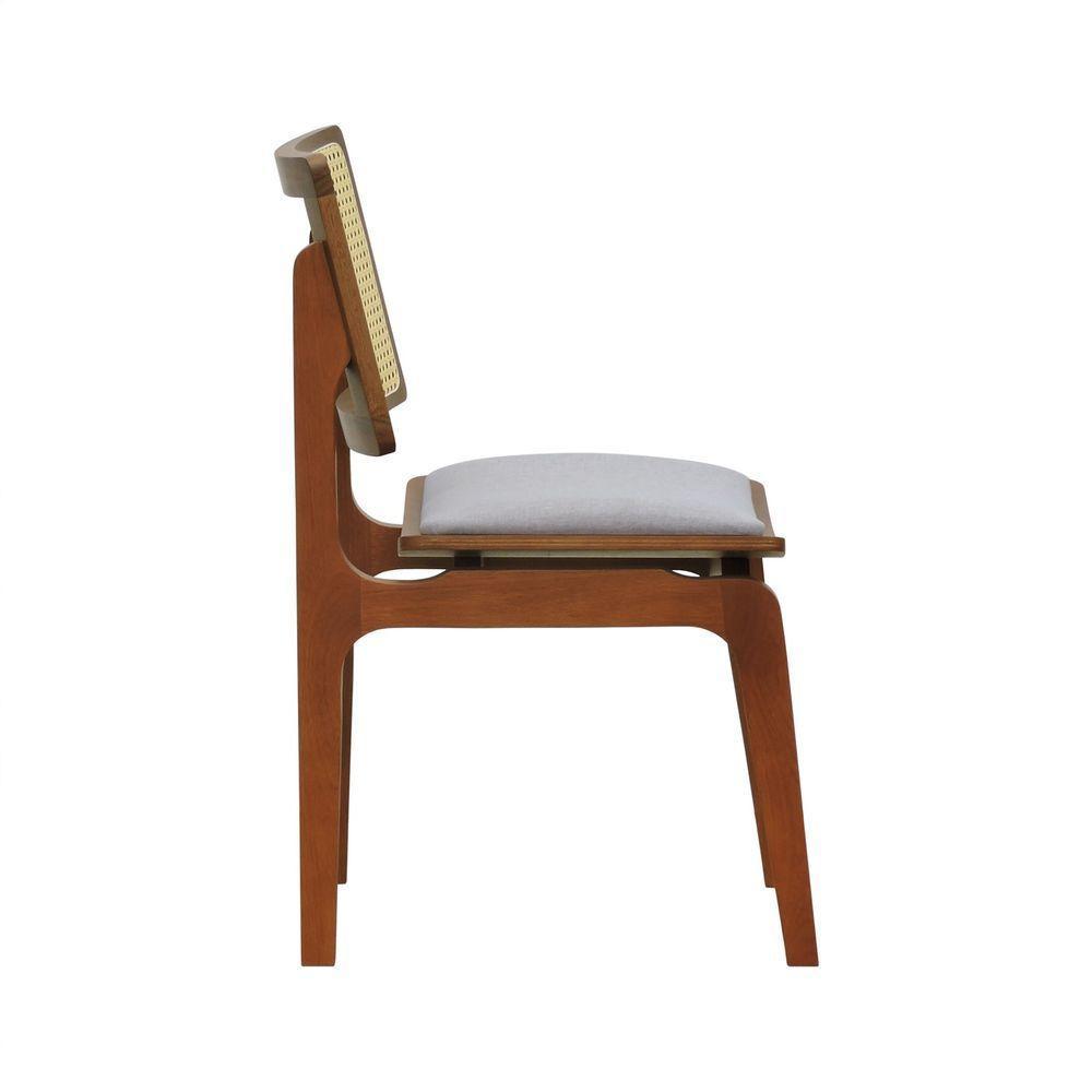 Kit 2 Cadeiras Gus Madeira Maciça Encosto Telinha Assento Anatômico - Amêndoa Estofado Linho Bege Mescla Impermeável - 10