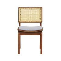 Kit 2 Cadeiras Gus Madeira Maciça Encosto Telinha Assento Anatômico - Amêndoa Estofado Linho Bege Mescla Impermeável - 6