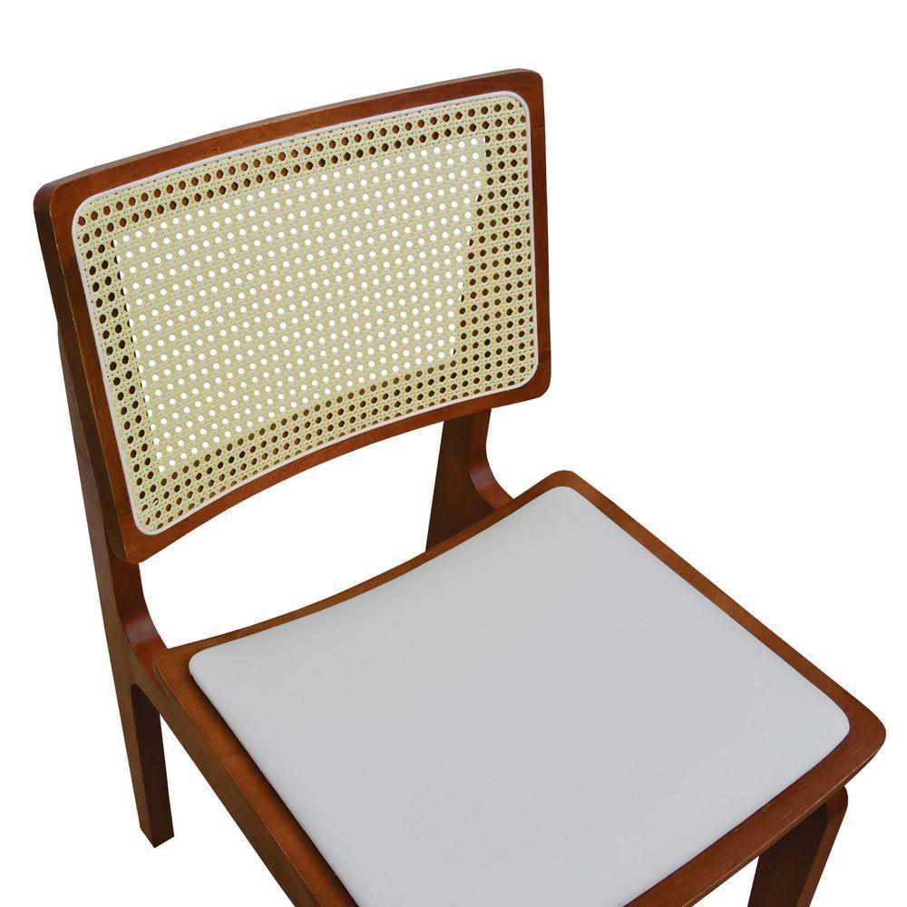 Kit 2 Cadeiras Gus Madeira Maciça Encosto Telinha Assento Anatômico - Amêndoa Estofado Corano Bege - 8