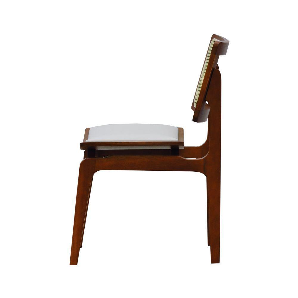 Kit 2 Cadeiras Gus Madeira Maciça Encosto Telinha Assento Anatômico - Amêndoa Estofado Corano Bege - 9