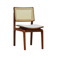 Kit 2 Cadeiras Gus Madeira Maciça Encosto Telinha Assento Anatômico - Amêndoa Estofado Corano Bege - 2