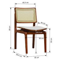 Kit 2 Cadeiras Gus Madeira Maciça Encosto Telinha Assento Anatômico - Amêndoa Estofado Corano Bege