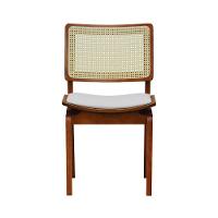 Kit 2 Cadeiras Gus Madeira Maciça Encosto Telinha Assento Anatômico - Amêndoa Estofado Corano Bege - 6