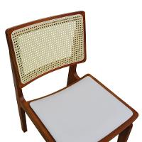 Kit 2 Cadeiras Gus Madeira Maciça Encosto Telinha Assento Anatômico - Amêndoa Estofado Corano Bege - 8