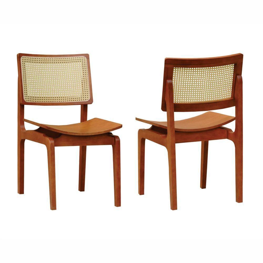 Kit 2 Cadeiras Gus Madeira Maciça Encosto Telinha Assento Anatômico - Amêndoa Madeira - 1