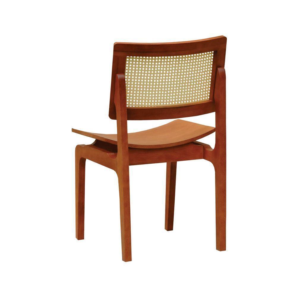 Kit 2 Cadeiras Gus Madeira Maciça Encosto Telinha Assento Anatômico - Amêndoa Madeira - 2