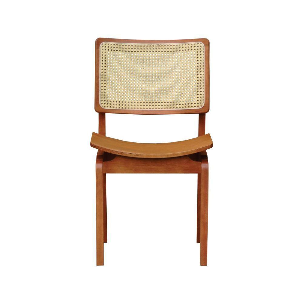 Kit 2 Cadeiras Gus Madeira Maciça Encosto Telinha Assento Anatômico - Amêndoa Madeira - 3