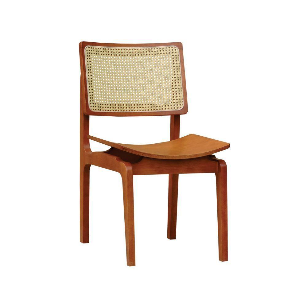 Kit 2 Cadeiras Gus Madeira Maciça Encosto Telinha Assento Anatômico - Amêndoa Madeira - 4