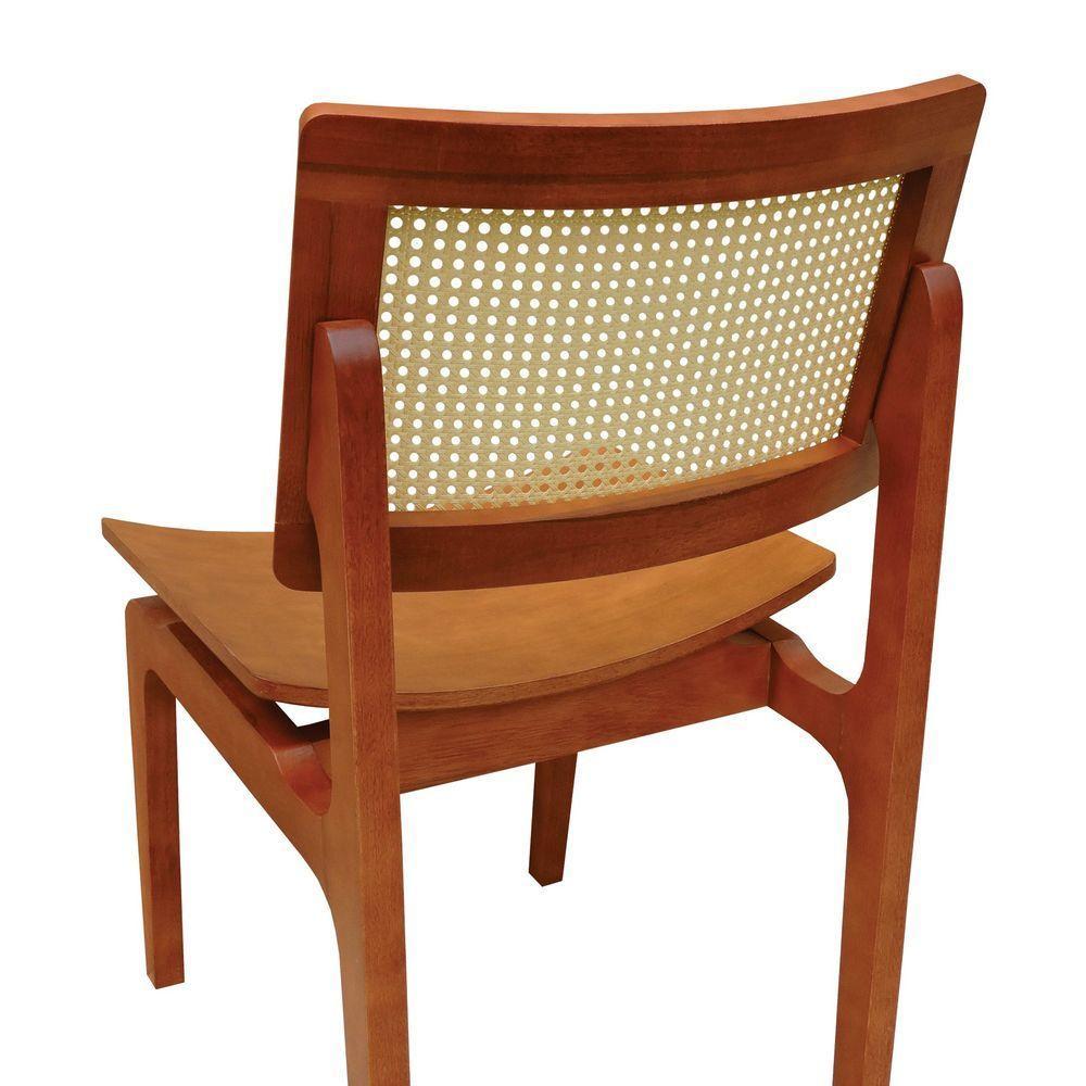 Kit 2 Cadeiras Gus Madeira Maciça Encosto Telinha Assento Anatômico - Amêndoa Madeira - 7