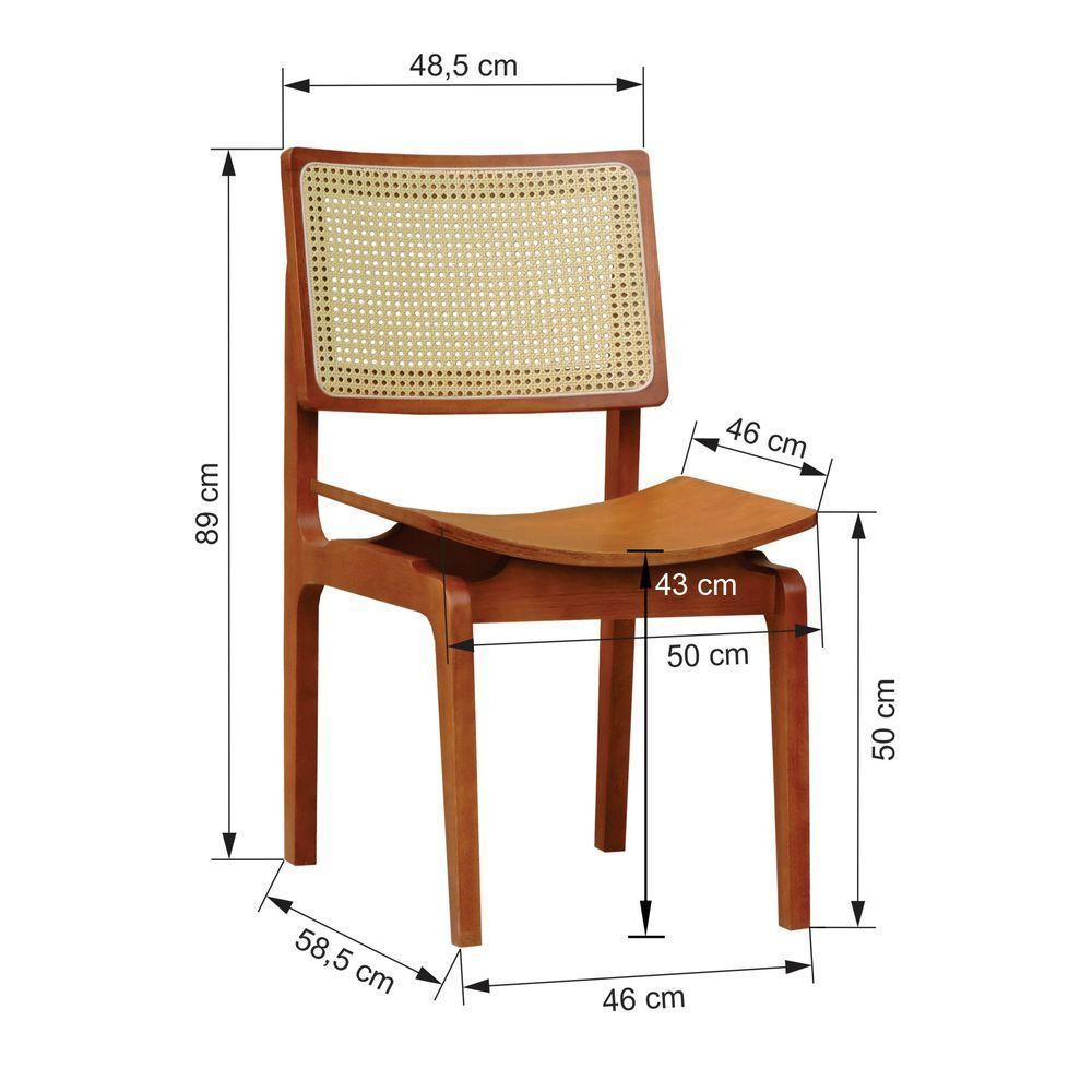 Kit 2 Cadeiras Gus Madeira Maciça Encosto Telinha Assento Anatômico - Amêndoa Madeira - 8