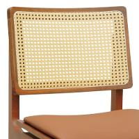 Kit 2 Cadeiras Gus Madeira Maciça Encosto Telinha Assento Anatômico - Amêndoa Estofado Corano Caramelo - 3