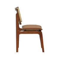 Kit 2 Cadeiras Gus Madeira Maciça Encosto Telinha Assento Anatômico - Amêndoa Estofado Corano Caramelo - 8