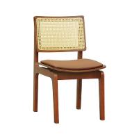 Kit 2 Cadeiras Gus Madeira Maciça Encosto Telinha Assento Anatômico - Amêndoa Estofado Corano Caramelo - 9