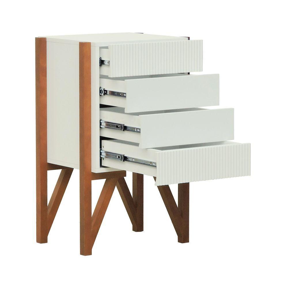 Gaveteiro-mesa Cabeceira Decor Off-white-amêndoa - 5