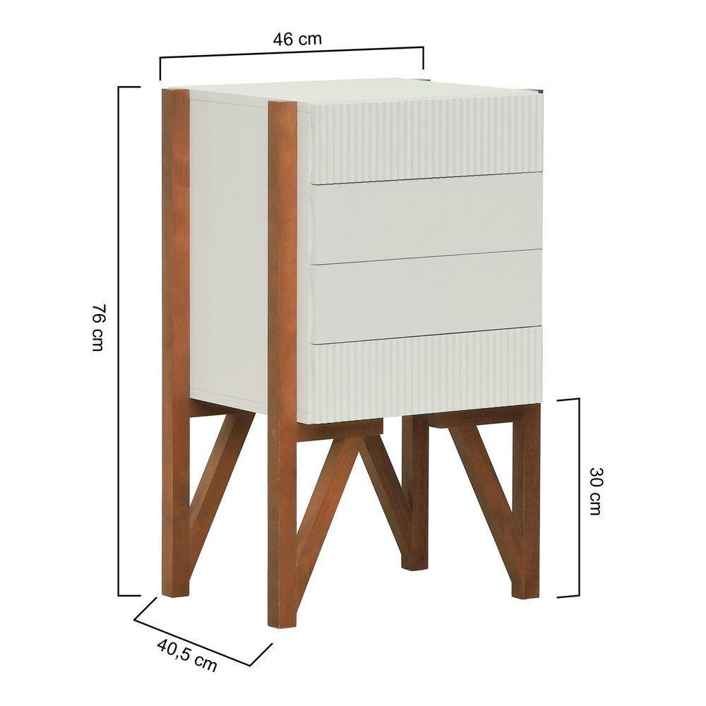 Gaveteiro-mesa Cabeceira Decor Off-white-amêndoa - 6