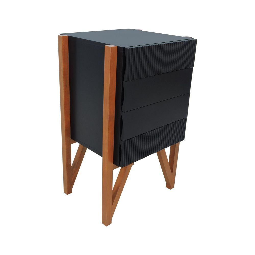 Gaveteiro-mesa Cabeceira Decor Preto-amêndoa - 3