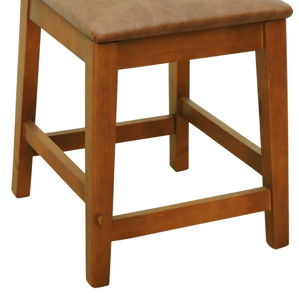 Kit 2 Banquetas Baixa-cadeira Gabi Madeira Maciça Encosto Telinha - Amêndoa Assento Estofado Corano Marrom Mescla - 8