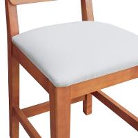 Kit 2 Banquetas Baixa-cadeira Gabi Madeira Maciça Encosto Telinha - Amêndoa Assento Estofado Linho Bege - 5