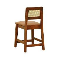 Kit 2 Banquetas Baixa-cadeira Gabi Madeira Maciça Encosto Telinha - Amêndoa Assento Estofado Corano Caramelo - 7