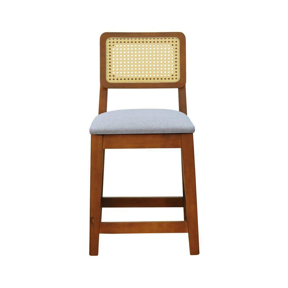 Kit 2 Banquetas Baixa-cadeira Gabi Madeira Maciça Encosto Telinha - Amêndoa Assento Estof. Linho Bege Mescla Impermeável - 6